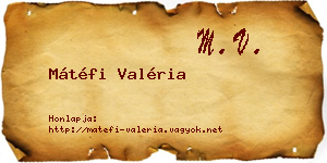 Mátéfi Valéria névjegykártya